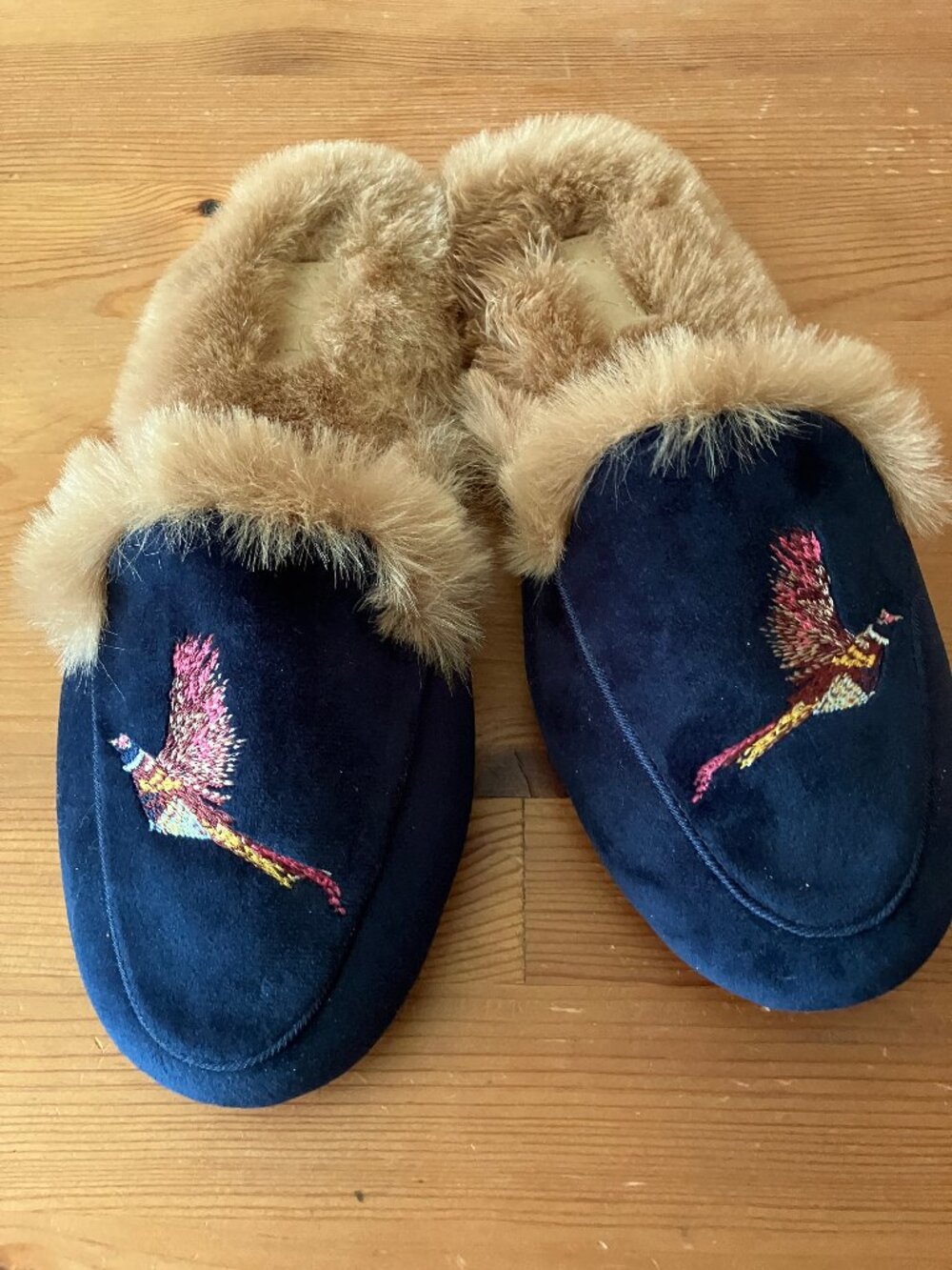 JOULES FERNDALE Women's Open back Slippers in French Navy w/embroidery EU 37/US6